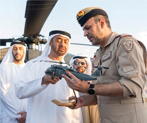 Abu Dhabi Crown Prince Inspects New Weapon Suite on UAE Black Hawks