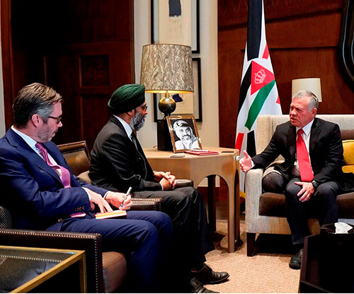 Jordanian King Receives Canada’s National Defense Minister