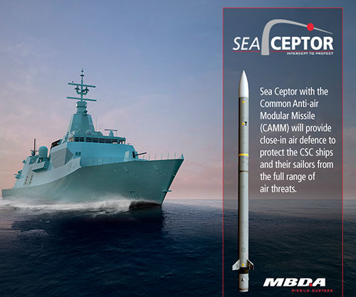 MBDA’s Sea Ceptor Ordered for Canadian Surface Combatant
