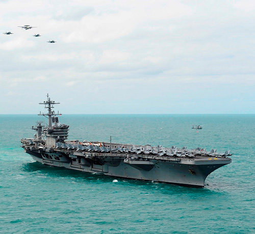 USS Theodore Roosevelt Aircraft Carrier Anchors in Dubai’s Jebel Ali Port 