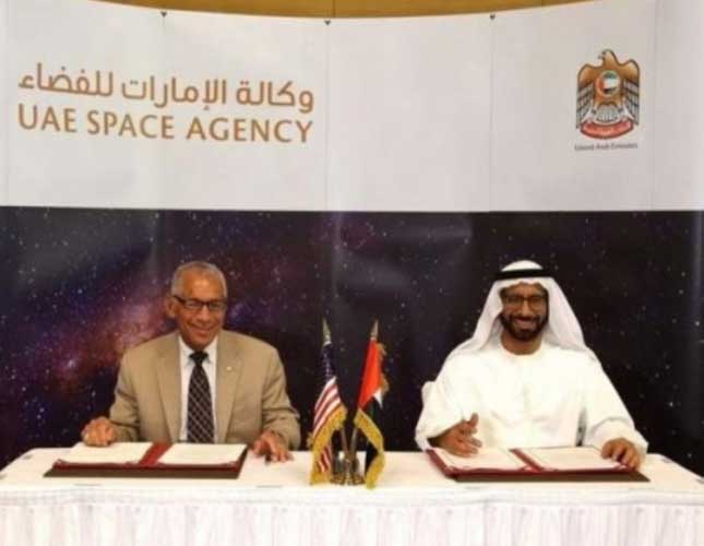 NASA administrator Charles Bolden and UAE Space Agency chairman Dr. Khalifa Al Romaithi 