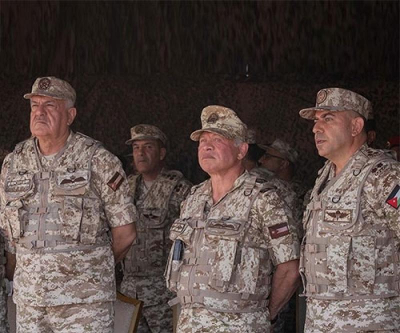 Jordanian King Attends Military Exercise by Royal Artillery Corps