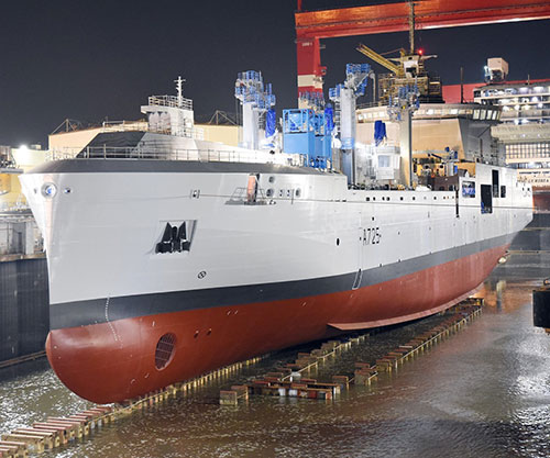 Launching of Jacques Chevallier, First Replenishment Vessel for French Navy 