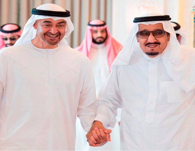 Saudi King Receives Crown Prince of Abu Dhabi in Tangier