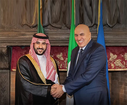 Saudi Defense Minister Meets Italian Counterpart & Industrial Companies in Rome