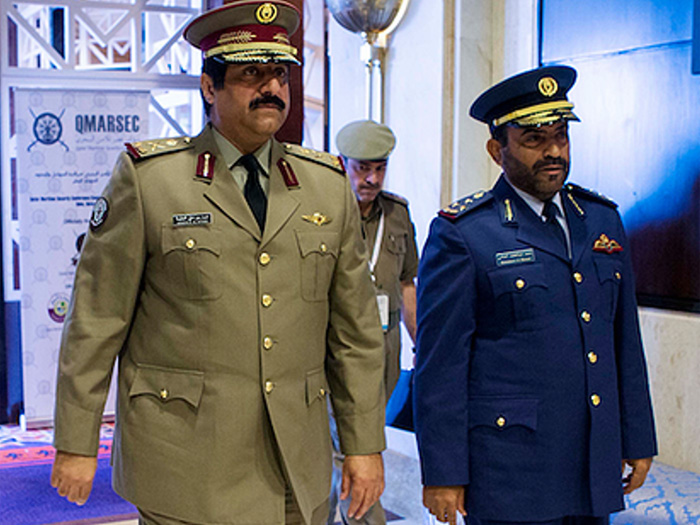 Major General Hamad bin Ali Al-Attiyah Minister of State for Defense Affairs (Left) and Staff Brigadier (Pilot) Mohammed A. AL-Mannai, Director, Qatar National Security Shield Project (Right)
