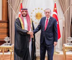 Turkish President, Defense Minister Receive Saudi Minister of Defense